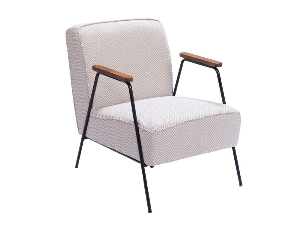 Fauteuil en tissu à chevrons ivoire et gris - Meubiana