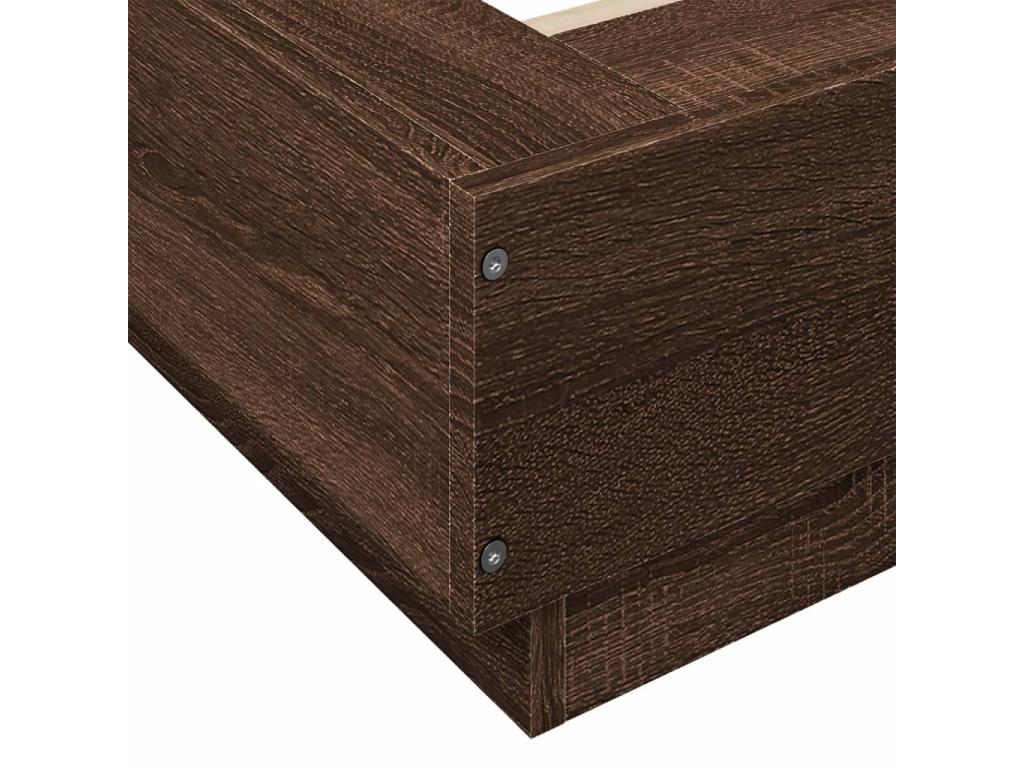 Cadre de lit chêne marron 140x190 cm bois d'ingénierie SDGK50986