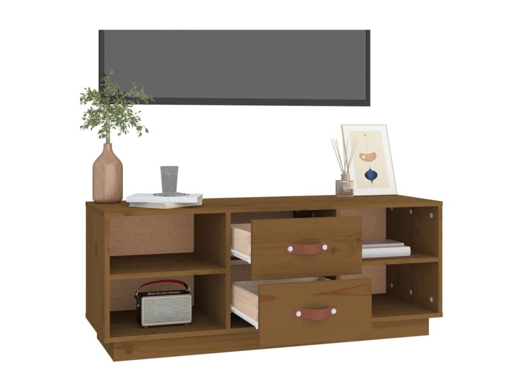 Meuble TV Marron miel 100x34x40 cm Bois de pin massif