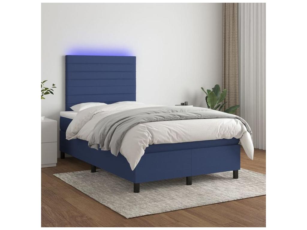 Sommier à Meubiana de lit et matelas et LED Bleu 120x200 Tissu