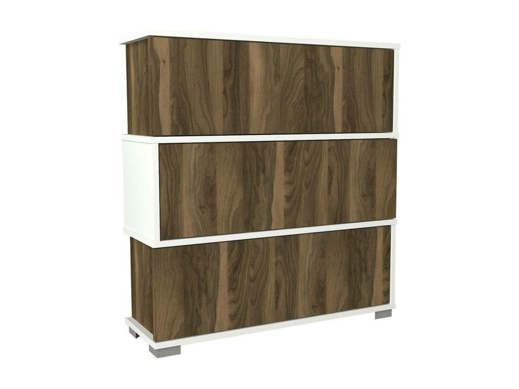 Meuble à chaussures Homzora Meuble à chaussures Armoire d'entrée polyvalente Rangement pour chaussures 90x30h93 cm Blanc et Noyer