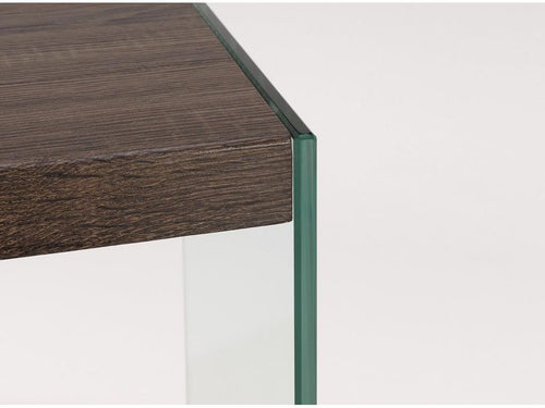 Bibliothèque 3 niveaux bois noyer et pieds verre transparent Meubiana