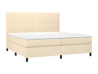 Sommier tapissier et matelas et LED Crème 200x200 cm Tissu