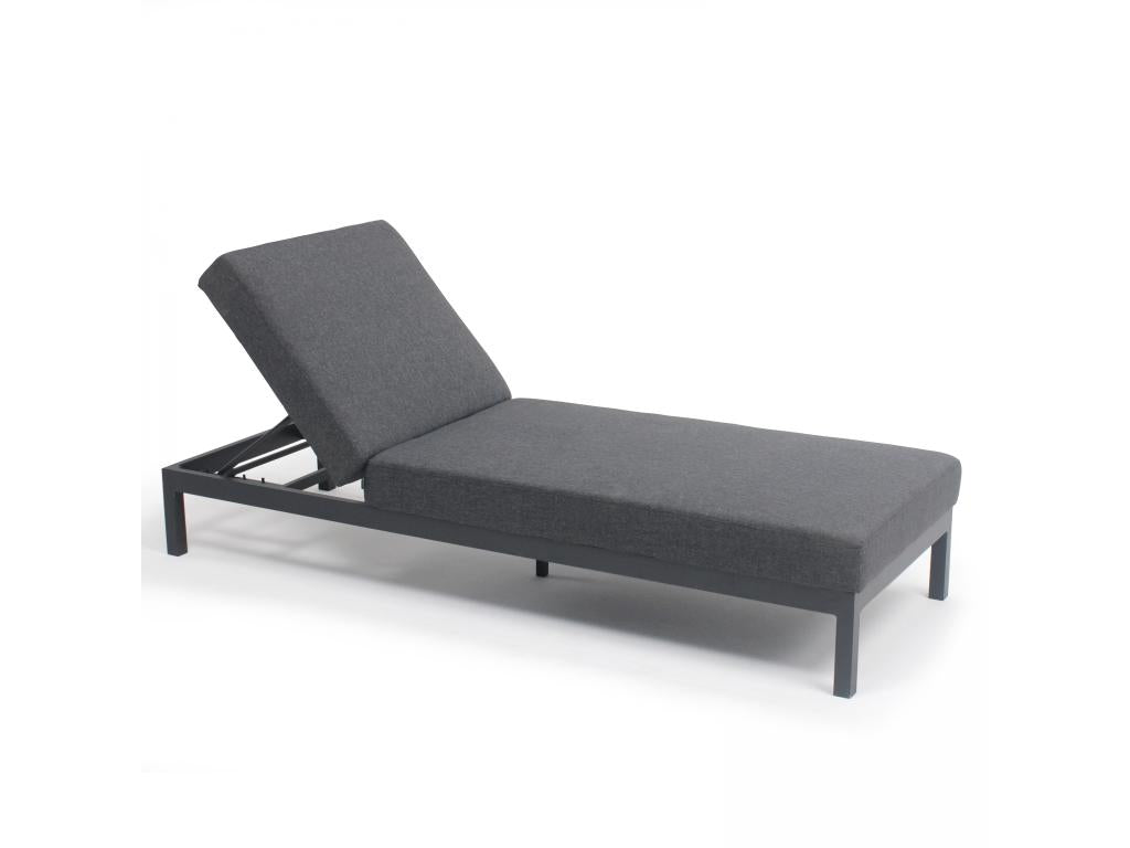 Ensemble bain de soleil avec tablette en aluminium gris - Galapagos