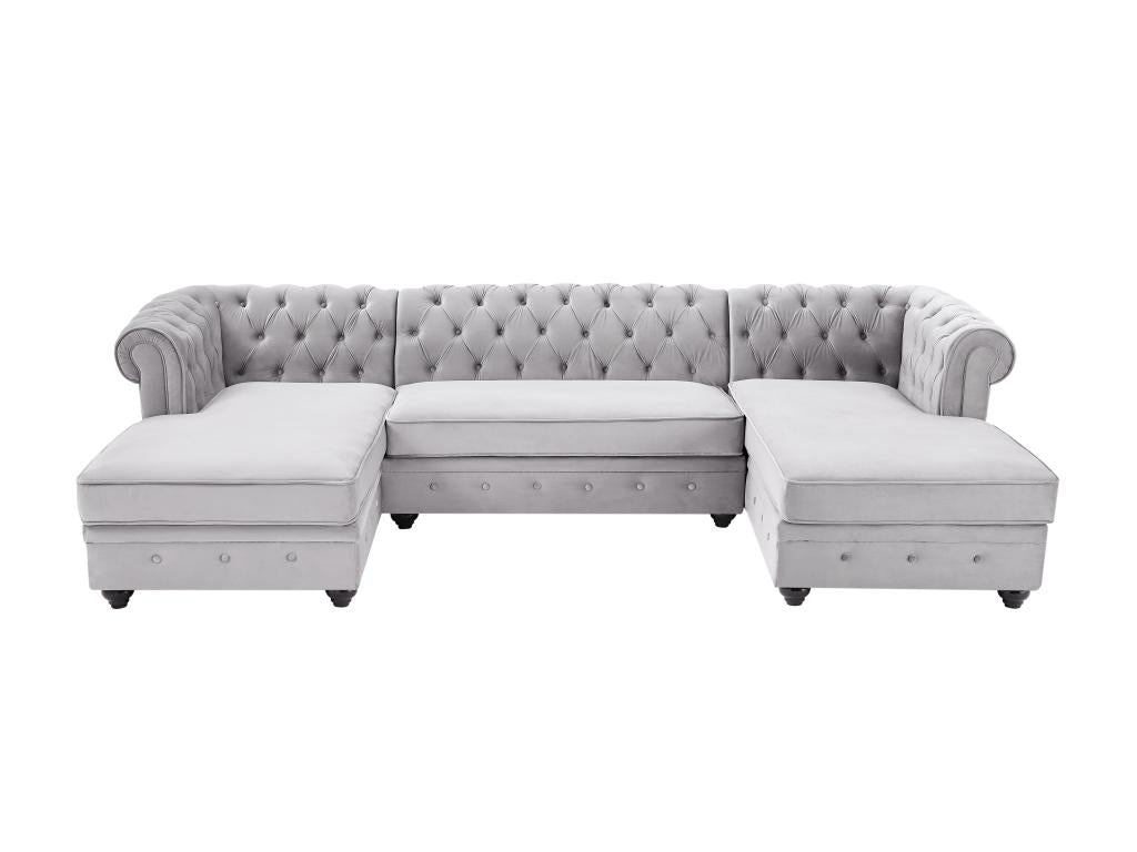 Canapé d'angle panoramique en velours gris clair Laviecasa CKID24626