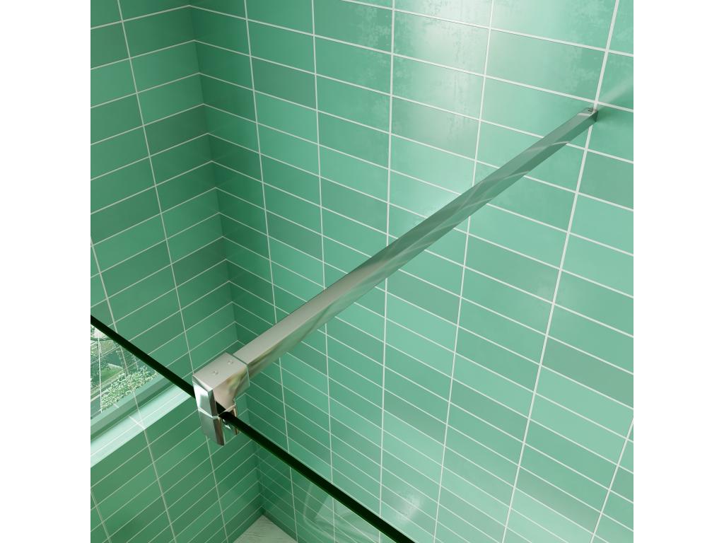 Paroi de douche à l'italienne 100x200cm avec retour pivotant 50x200cm - Verre securit - Avec barre de fixation carrée 140cm QJHX99199