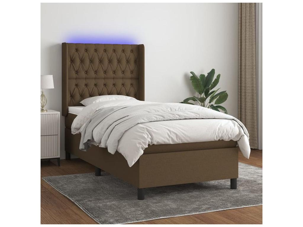 Sommier à Meubiana de lit matelas LED Marron foncé 80x200 Tissu