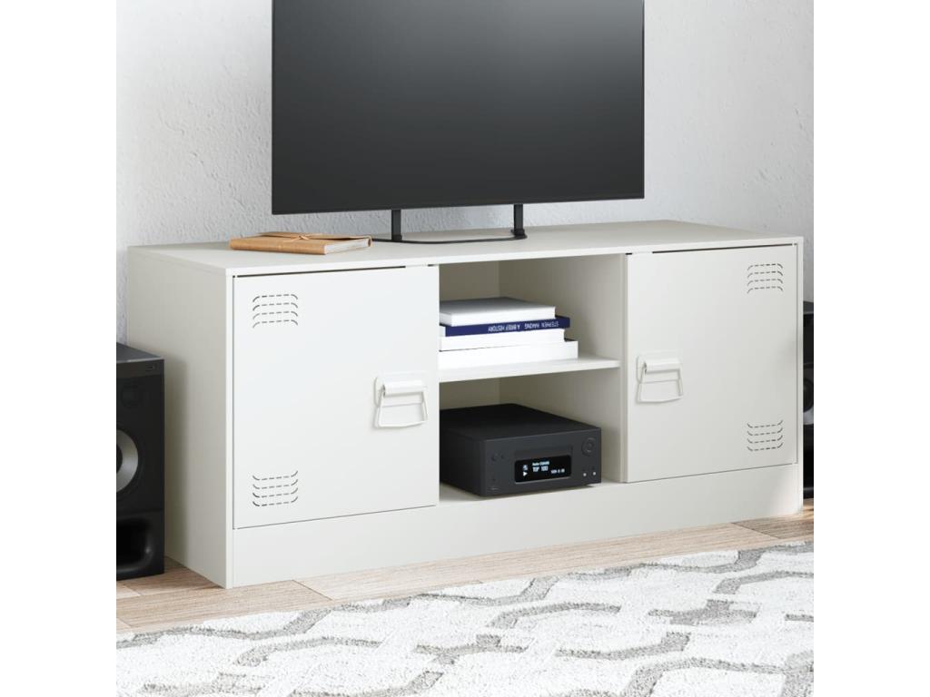 Meuble TV blanc 99x39x44 cm acier GEAZ91134