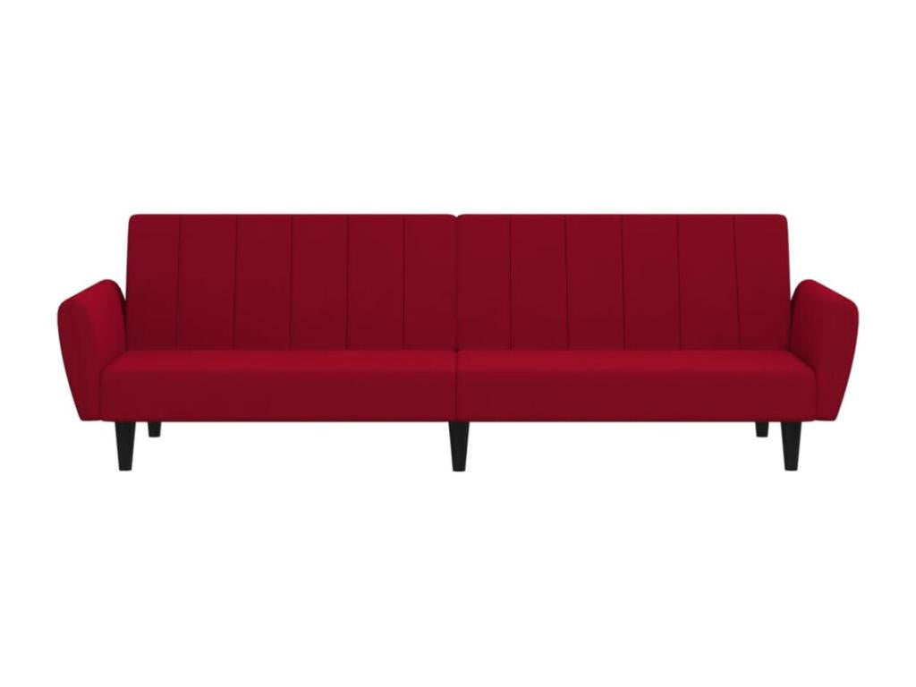 Canapé-lit 2 places rouge bordeaux velours FYDV77559
