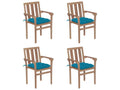 Chaises de jardin empilables avec coussins 4 pcs Teck solide 49