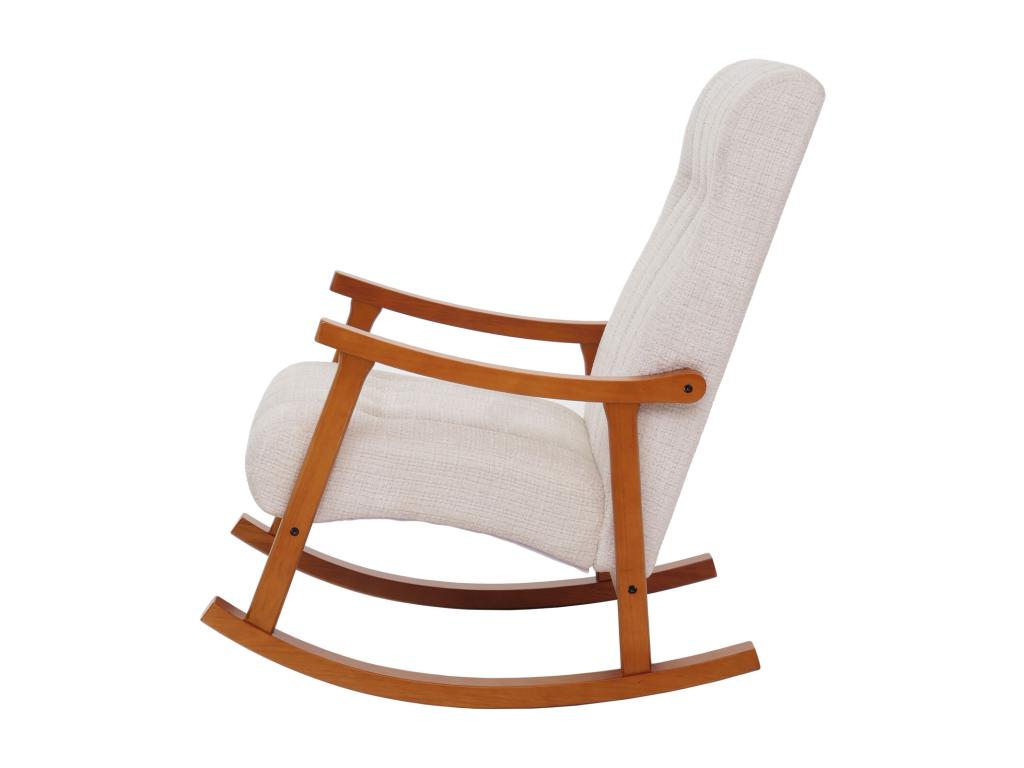 Fauteuil à bascule Meubiana-K10 crème piètement imitation noyer