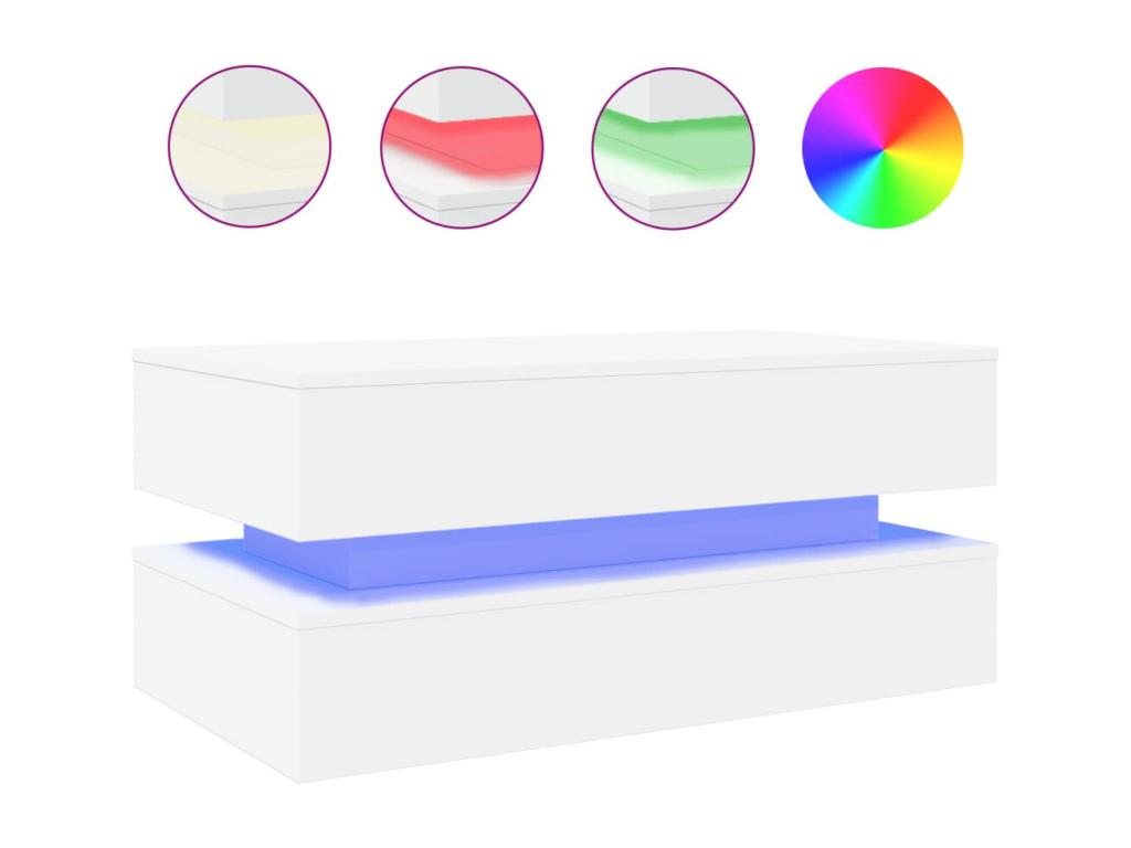 Table basse avec Laviecasaères LED blanc 90x50x40 cm JCGR82573