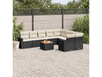 Salon de jardin 10 pièces avec coussins noir résine tressée