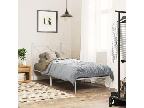 Cadre de lit métal sans matelas avec tête de lit blanc 75x190cm JEPX67941