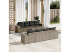 Salon de jardin 9 pcs avec coussins gris résine tressée QZVG95496