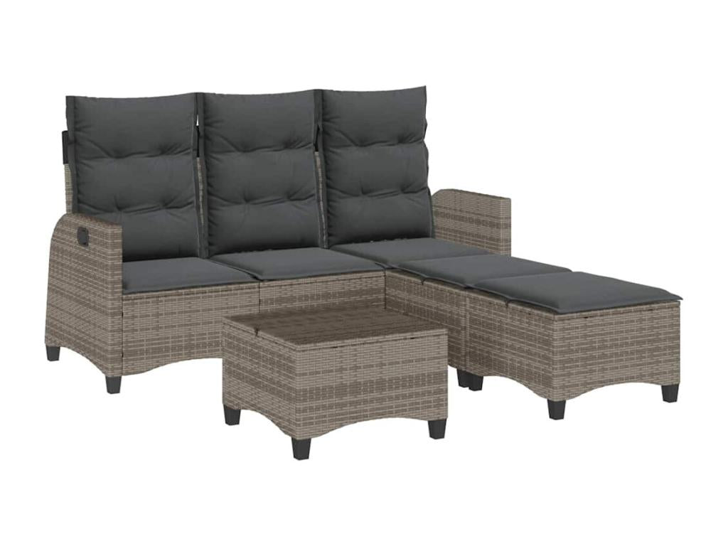 Salon de jardin 3 pcs avec coussins forme L gris résine tressée KRUK38366