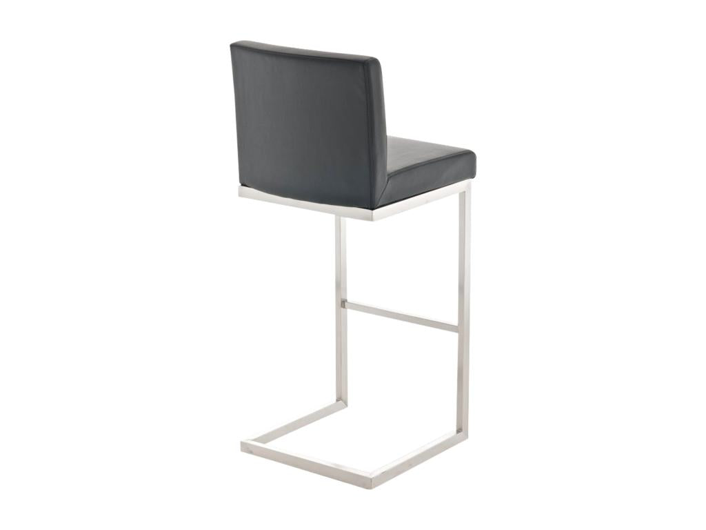 Tabouret de bar - Similicuir / Acier inoxydable - Noir - Meubiana