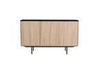 Buffet - Décor bois et noir - 3 portes - Meubiana - L 140 x P 39 x H 82,80 cm