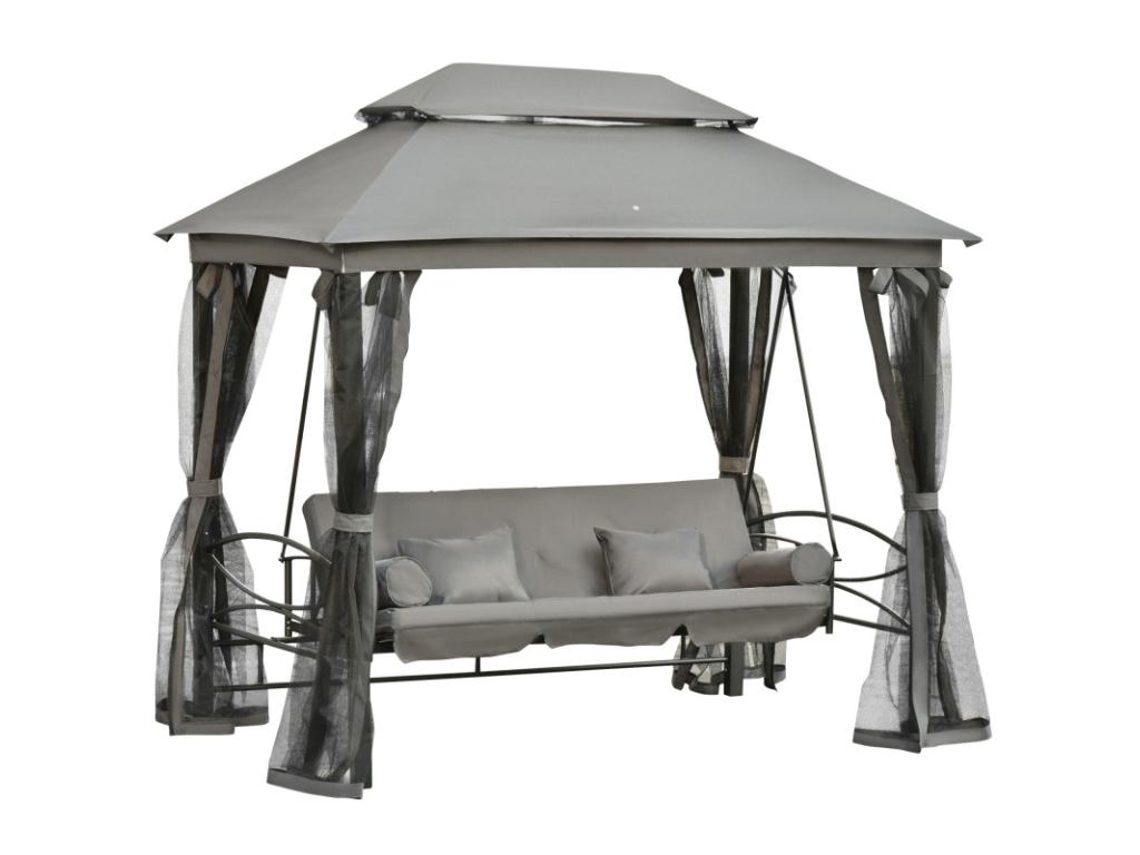 Balancelle de jardin Laviecasa noire et grise DGFK86509