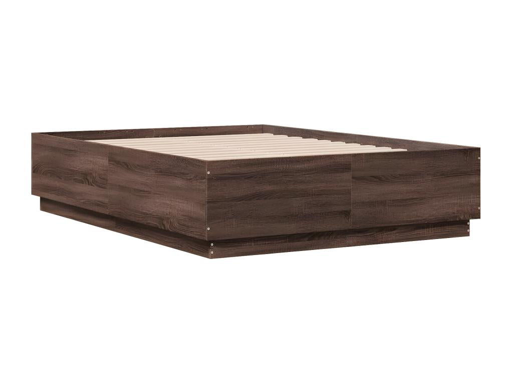Cadre de lit avec LED sans matelas chêne marron 140x190 cm