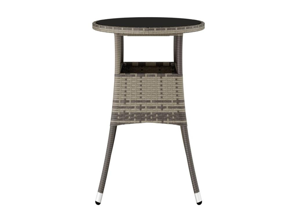 Meubiana Premium - Table de jardin 60x75 cm Verre trempé/résine tressée Gris