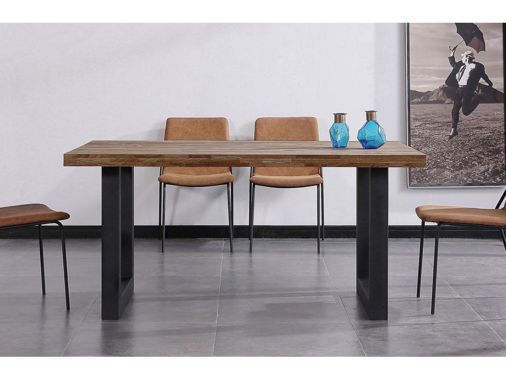 Table à manger coloris chêne américain / pieds noir Longueur 160 x largeur 100 cm x Hauteur 75 cm