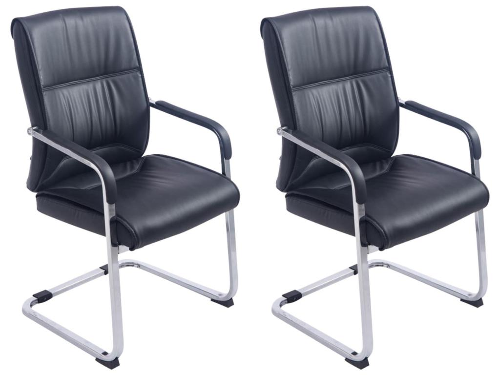 Lot de 2 chaises oscillantes - Similicuir / Métal chromé - Noir - Anubis