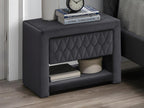 Lot de 2 tables de chevet - 1 tiroir et 1 niche - Tissu velours - Gris - Homzora