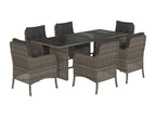 Ensemble à manger de jardin et coussins 7 pcs gris rotin