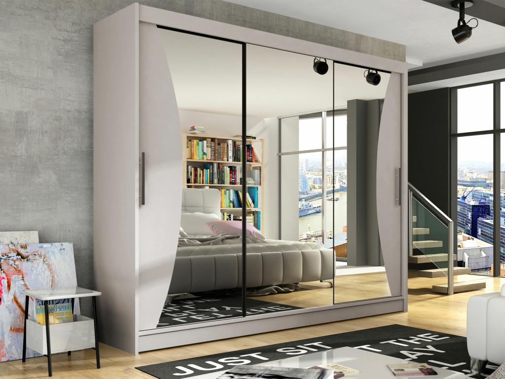 Armoire Meubiana 120 Cachemire 215x250x58cm Portes d'armoire Glissement