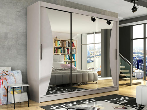 Armoire Meubiana 120 Cachemire 215x250x58cm Portes d'armoire Glissement