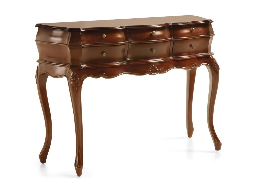 Console en bois d'acajou marron 6 tiroirs Laviecasa 108cm VCCR33830