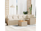 Salon de jardin avec coussins 6 pcs beige résine tressée