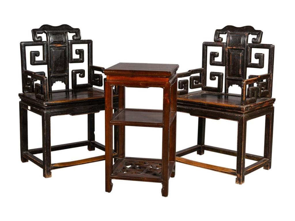 Ensemble table et deux chaises en métal café