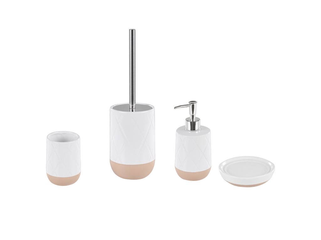 Set de 4 accessoires de salle de bain LEBU Céramique Blanc