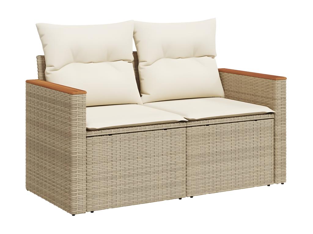 Salon de jardin avec coussins 6 pcs beige résine tressée