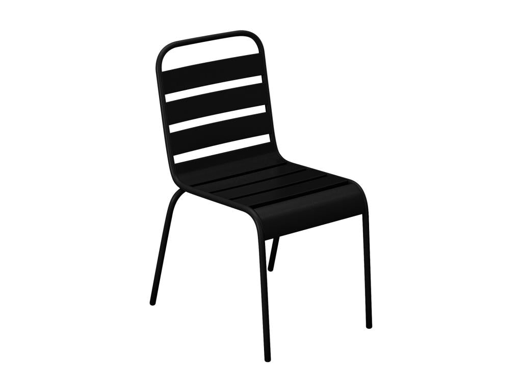 Lot de 2 chaises de jardin empilables en métal - Noir - Meubiana