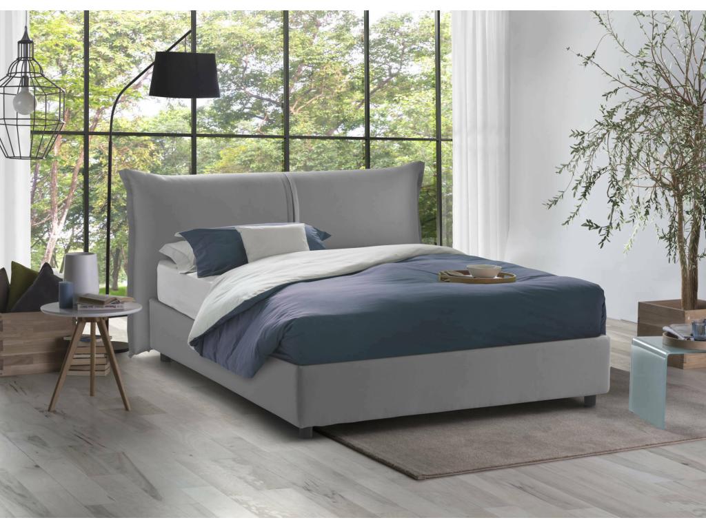 Lit double Meubiana Lit coffre avec revêtement en tissu Made in Italy Ouverture frontale adaptée pour matelas 160x200 cm Gris