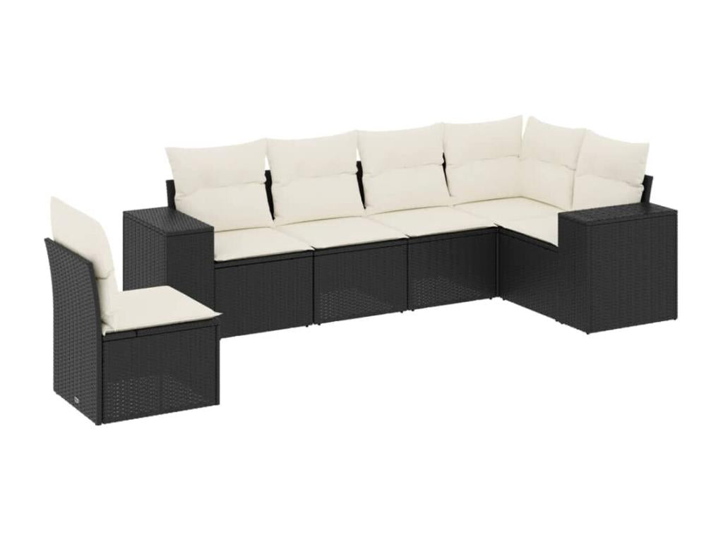 Salon de jardin 6 pcs avec coussins noir résine tressée HPHY53484