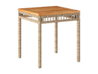 Meubiana Premium - Table de jardin méMeubiana beige 38x38x42 cm rotin et bois Meubiana