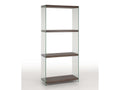 Bibliothèque 3 niveaux bois noyer et pieds verre transparent Meubiana