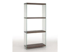 Bibliothèque 3 niveaux bois noyer et pieds verre transparent Meubiana