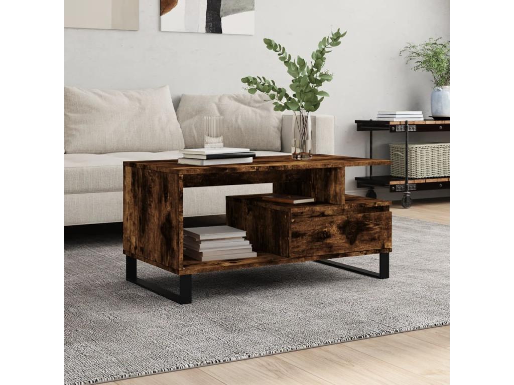 Table basse Chêne fumé 90x49x45 Bois d'ingénierie