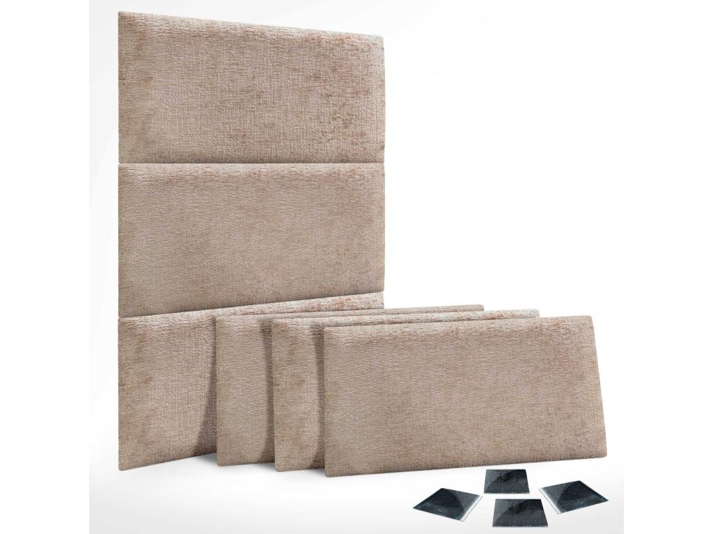 Laviecasa Lot de 6 panneaux muraux acoustiques auto-adhésifs en laine écologique protection absorbante contre les chocs Marron clair 60x40 cm x6 XXSI43040