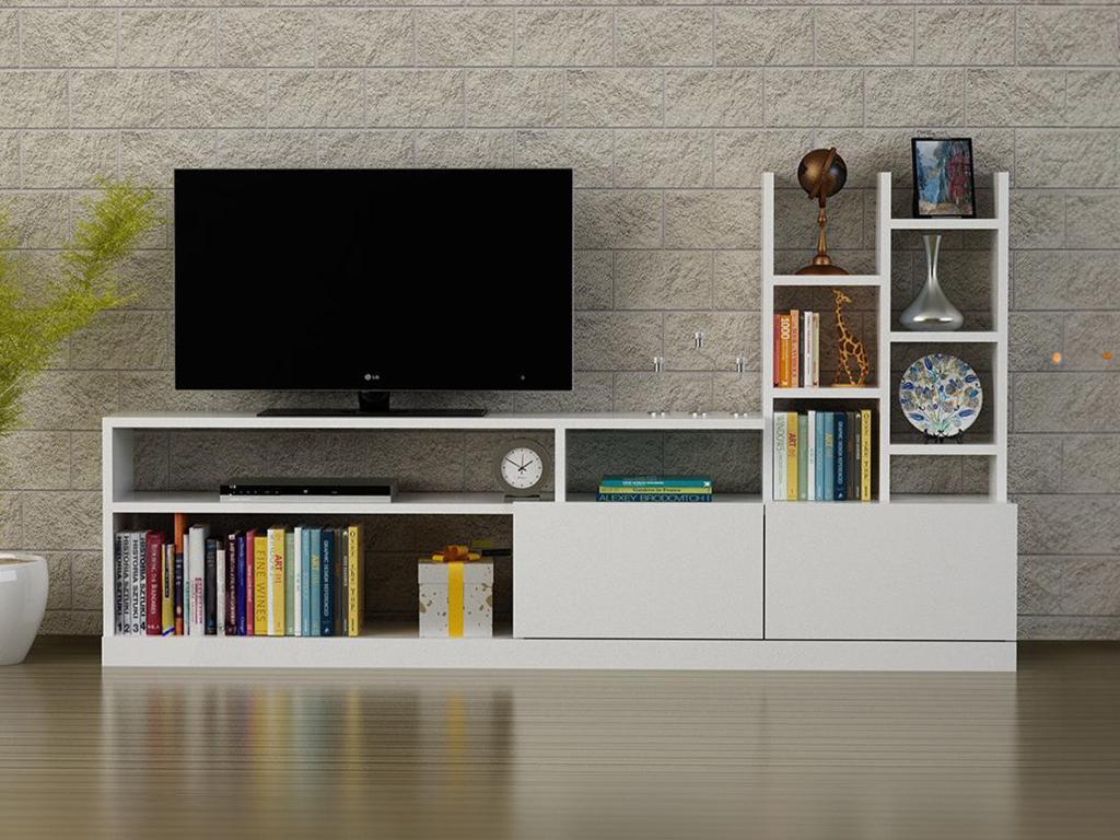 Mur TV avec rangements - Coloris Blanc - Laviecasa GKAQ53281