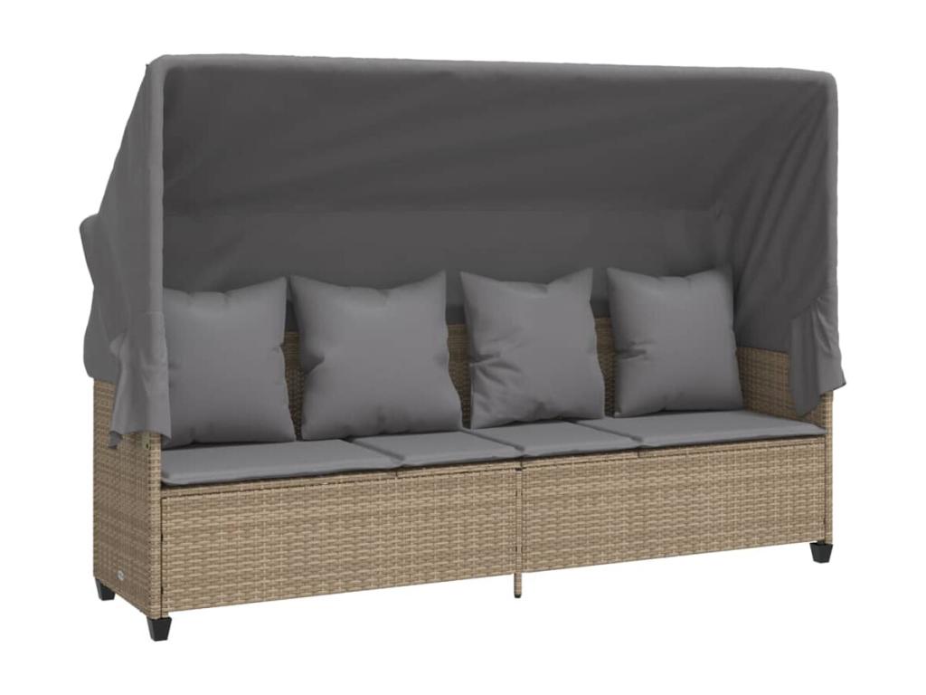 Salon de jardin avec coussins 5 pièces beige résine tressée