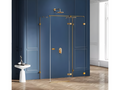 Cabine de douche droite 90x70 pivotante Laviecasa GOLD BRUSHED couleur doré brossé accès de face XGAF14588
