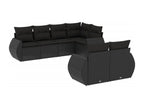 Salon de jardin 7 pcs avec coussins noir résine tressée UJGY11886