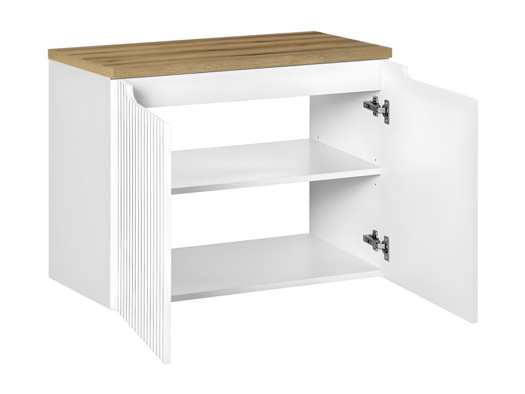 Meuble sous-vasque 80cm 2 portes plan de toilette Meubiana Blanc et Bois