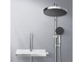 Laviecasa Colonne de Douche avec douche theramostat 38 C à Grande douche de tête et douchette multimode Cercle chromé XBAC16520